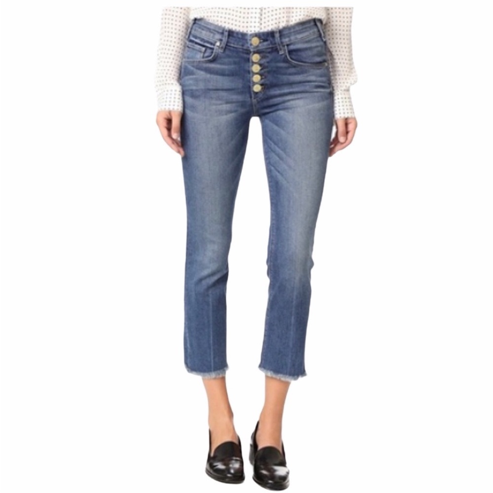 McGuire Gainsbourg Exposed Button Fly Raw‎ Gem Crop Denim Jeans